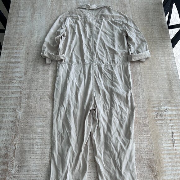Banana Republic Light Tan UTILITY JUMPSUIT Roll-Tab Sleeves Size 4 - Picture 13 of 14